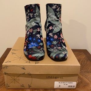 Fun blue multi fabric booties